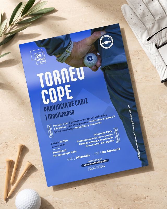 Torneo COPE en La Estancia Golf. Una foto con gesto y una tipografía de impacto para un torneo con firma de me…