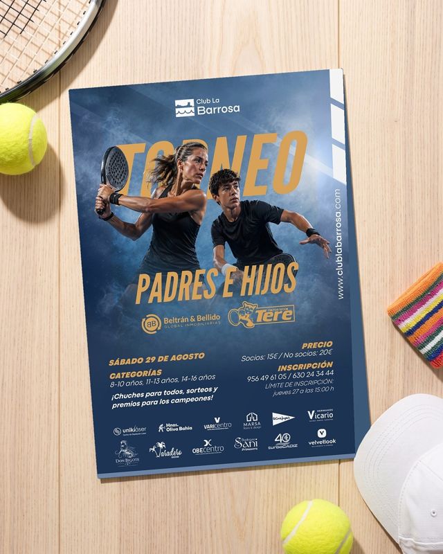 Torneo Padres e Hijos para Club La Barrosa. Un cartel que habla a dos públicos a la vez: a los padres que se a…