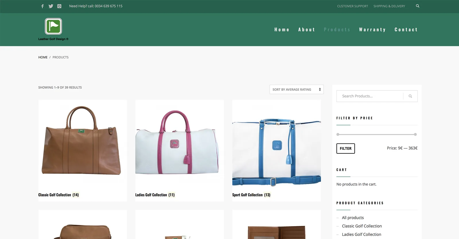 Tienda online WooCommerce de Leather Golf Design
