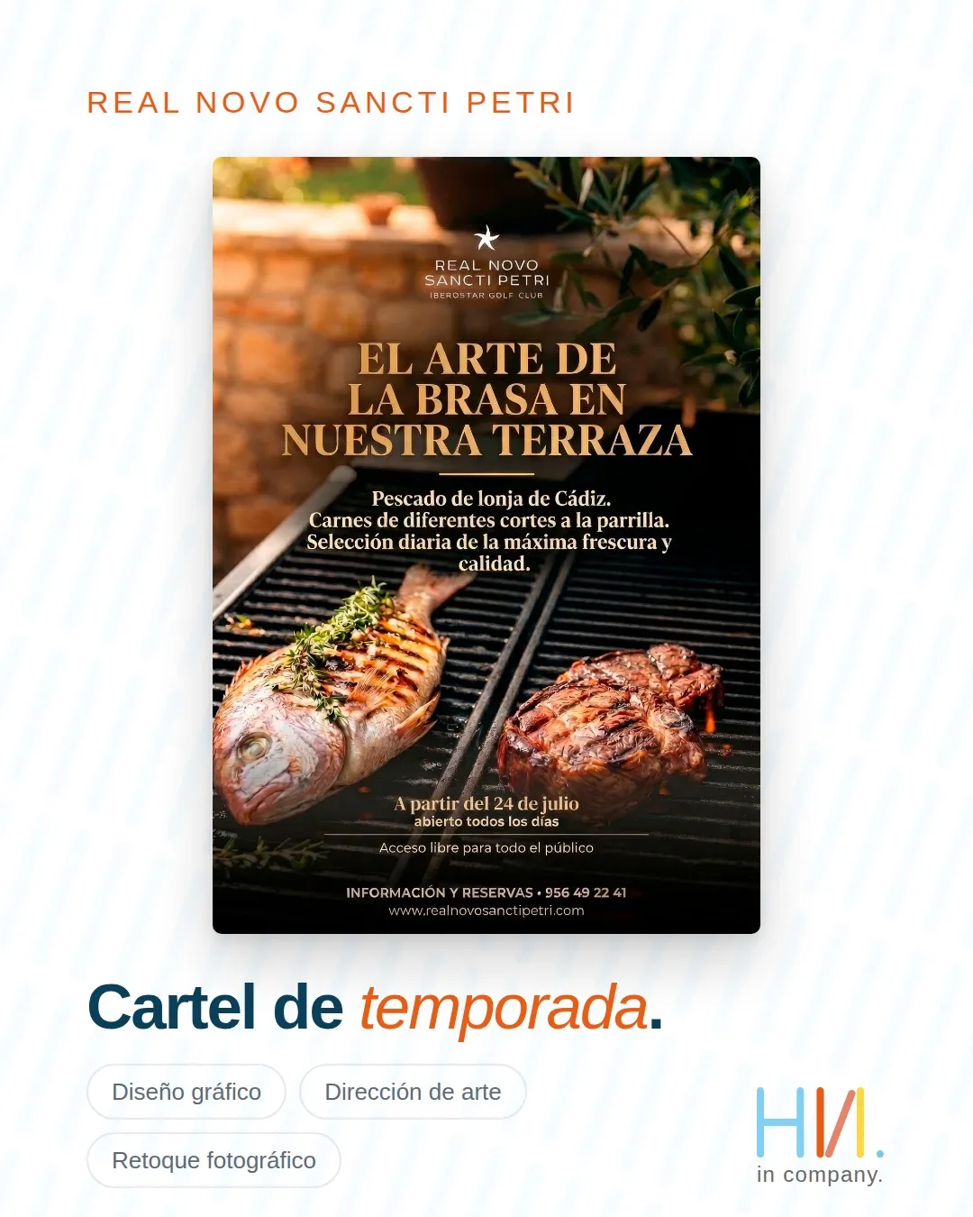 Cartel de temporada de la terraza del Real Novo Sancti Petri, diseño gráfico para clubes aplicado a hostelería