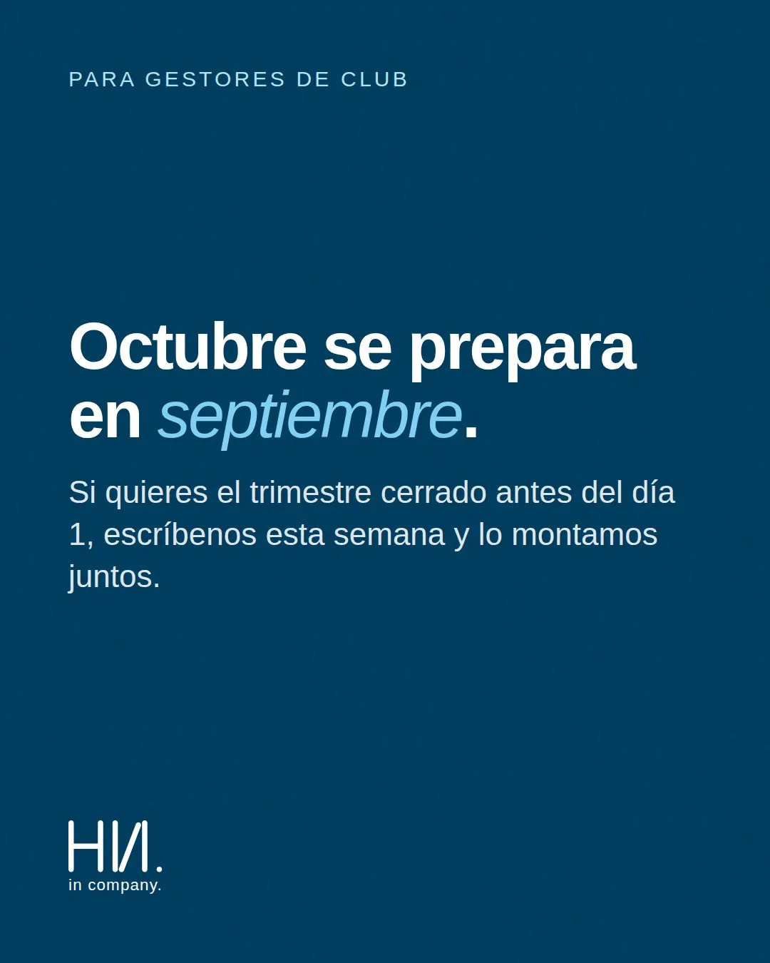 Octubre se prepara en septiembre: cierra el plan del club de golf antes del día 1