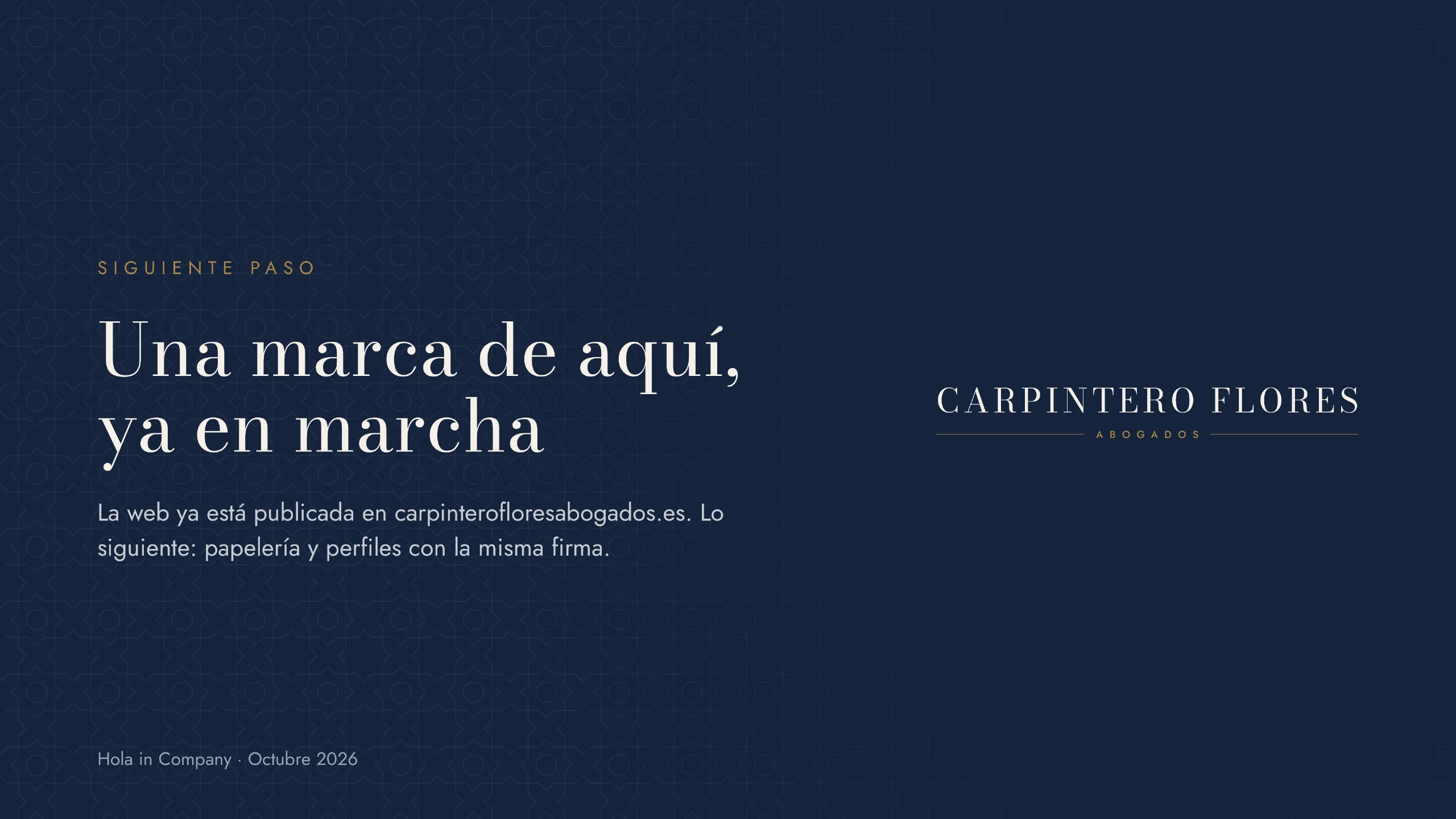 Carpintero Flores Abogados brand book: closing